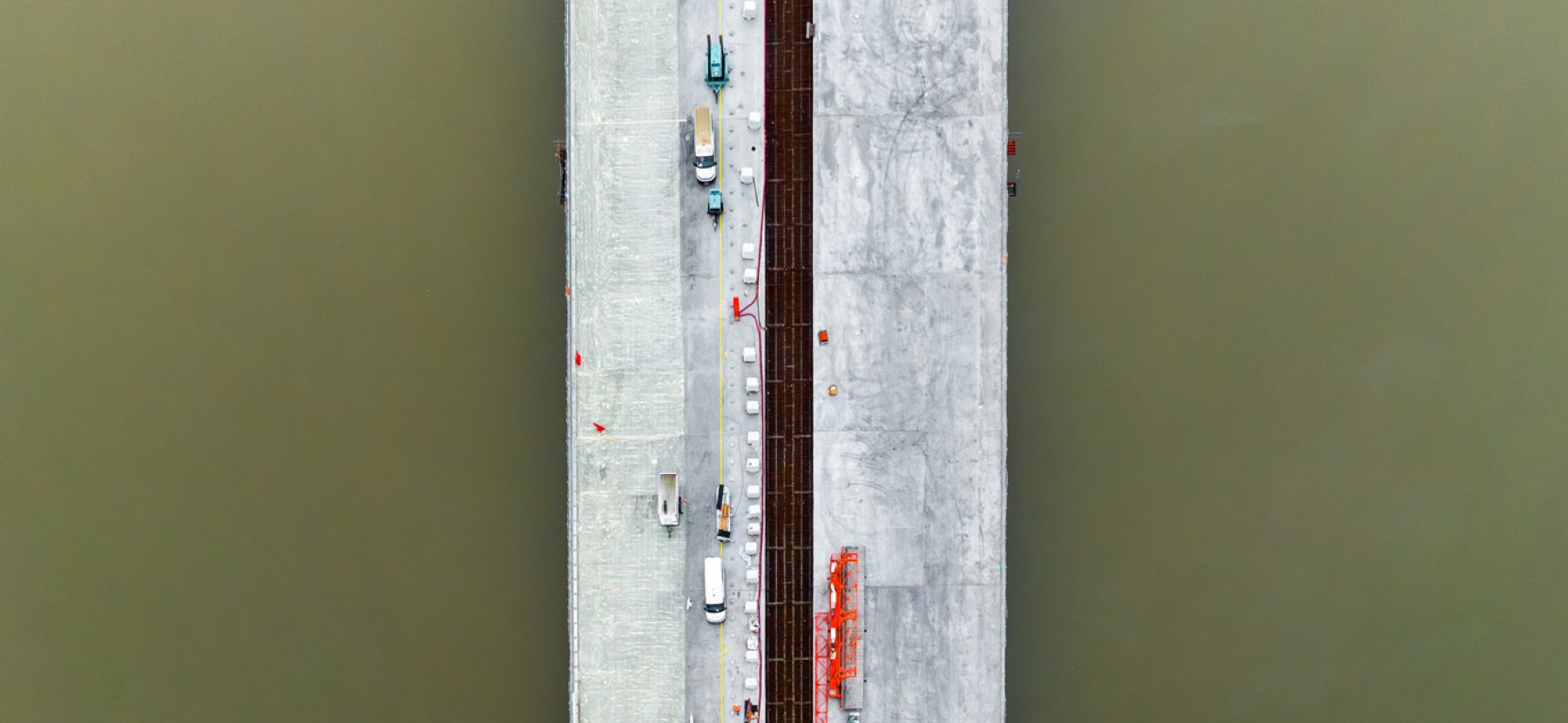 Vue aérienne du chantier du pont Simone Veil