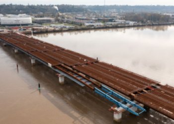 Vue du pont simone veil en chantier de drone