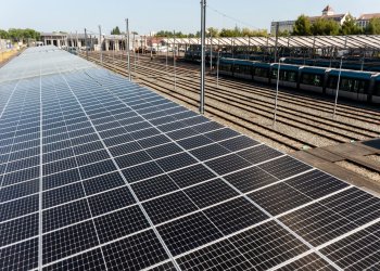 Vue du Chantier photovoltaïque du dépôt de tram Achard - Bastide