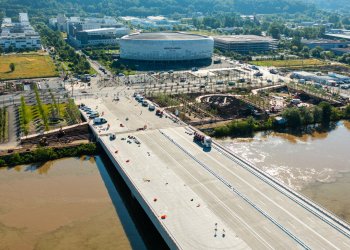 Débouché du pont Simone-Veil, quais de Floirac, juin 2024