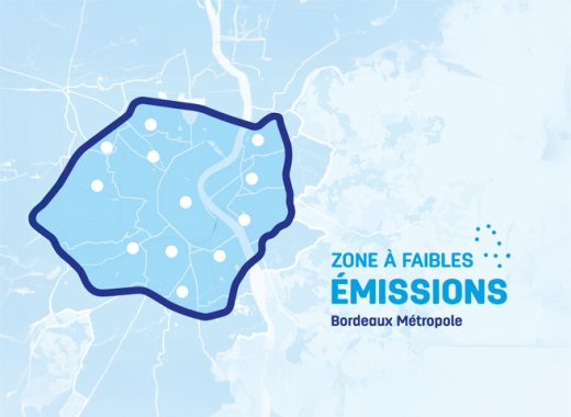 Visuel représentant géographiquement la ZFE (zone à faibles émissions) de Bordeaux Métropole. Cette zone est l'intra rocade.